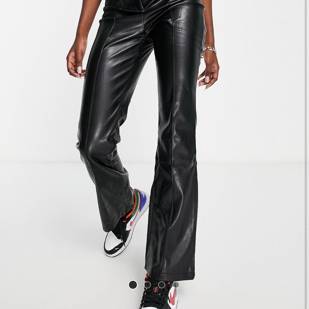 ASOS Design Leather Kick Flare Pants - Picture 4 of 11